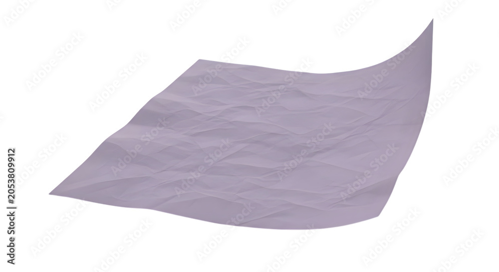 Naklejka premium Crumpled lavender paper sheet isolated on transparent background for design projects