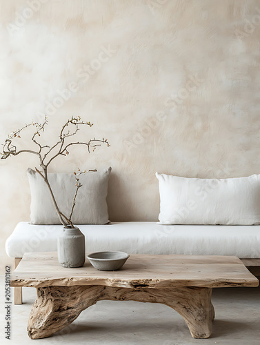 Serene Living Room Interior Design Modern Home Furniture Arrangement Minimalist Aesthetic Natural Light Tranquil Atmosphere