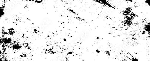 Black and White Grunge Distressed Texture Background with Splatters and Rough Paint Effect