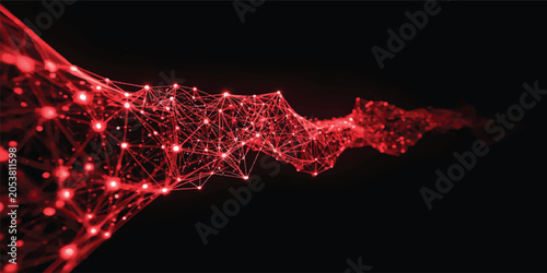 Quadro em tela Abstract red background with glowing lines, orange flames, and smoke effects cre