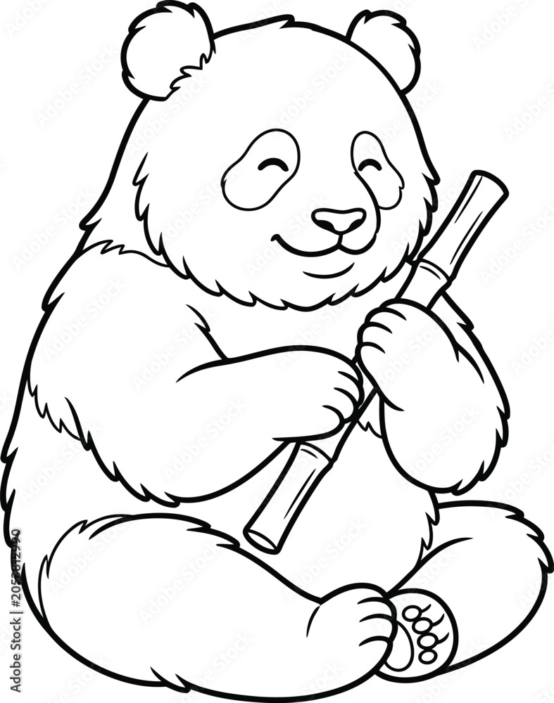 Obraz premium A cute panda bear playing a flute