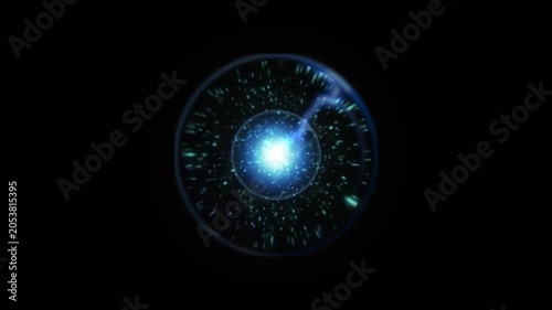 Blue energy rays technology style shockwave animation. 4K explosion shockwave effect, diverging particles overlay background, glowing particles shockwave motion.