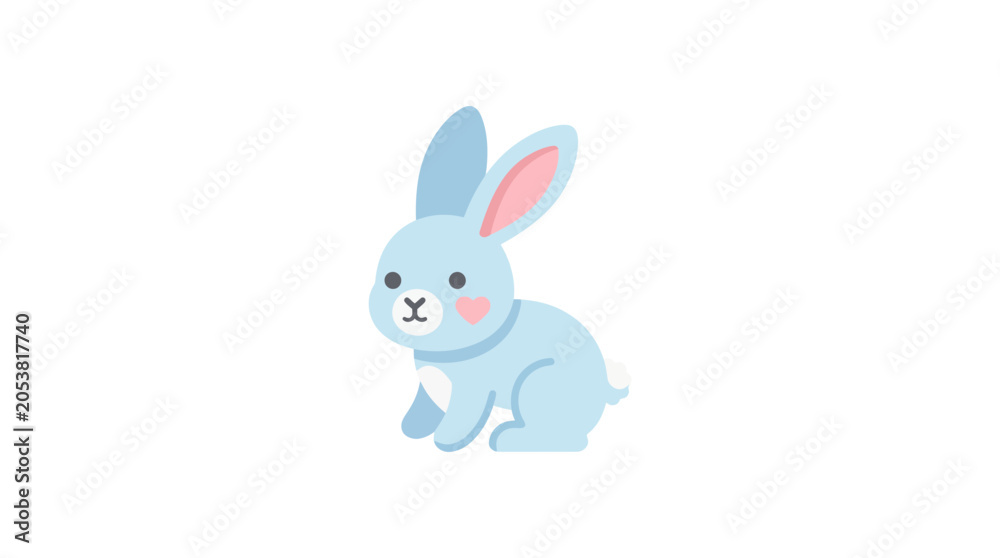 Obraz premium Cute blue cartoon rabbit illustration isolated on white background.