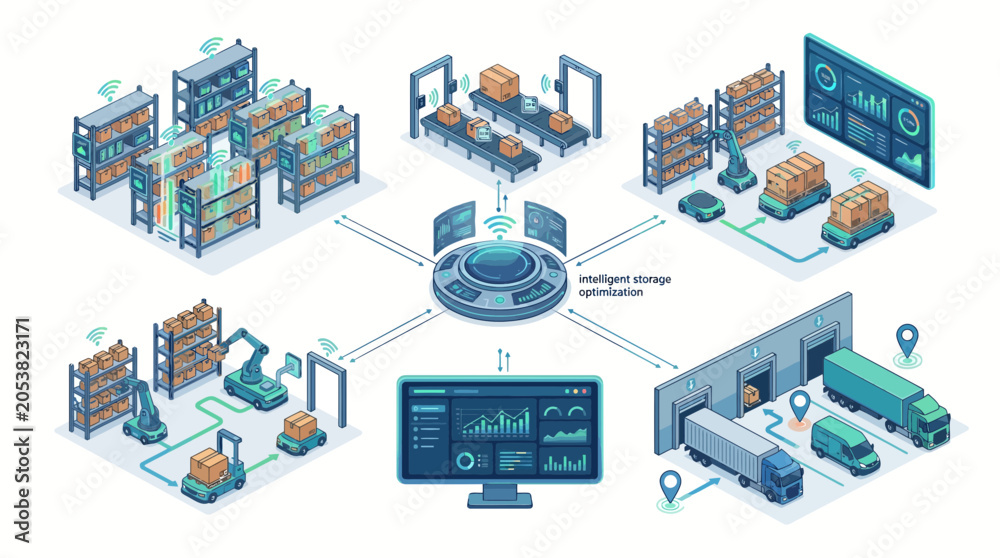 Fototapeta premium Smart Warehouse Automation Systems for Efficient Logistics