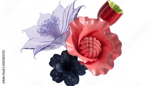 Pink and Purple Flower Bouquet with Blue Petals in Soft Light