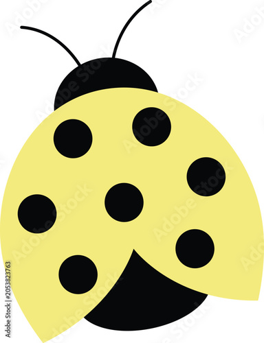 Cute Yellow Ladybird Vector Illustration
