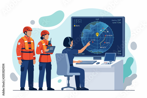 Emergency Rescue Dispatcher Coordinating Rescue Team Operations