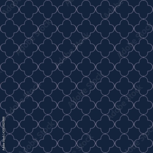 Light Pattern of shapes on a dark blue background in a repeated design