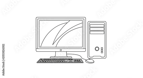 Desktop computer with monitor and keyboard.