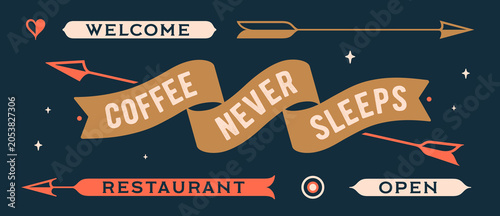 Wayfinding arrows. Directional signs collection. Vintage arrow set, banners with inscription. Design elements in retro style, navigation sign, signboard arrows pack, signage. Vector Illustration