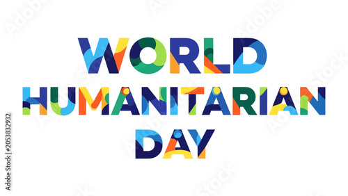 Tableau sur toile World Humanitarian Day Typography: Bold, colorful typography proclaiming World Humanitarian Day in vibrant, abstract patterns