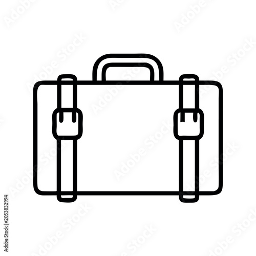 Empty Vintage Suitcase with Metal Latches and Handle Isolated on White Background