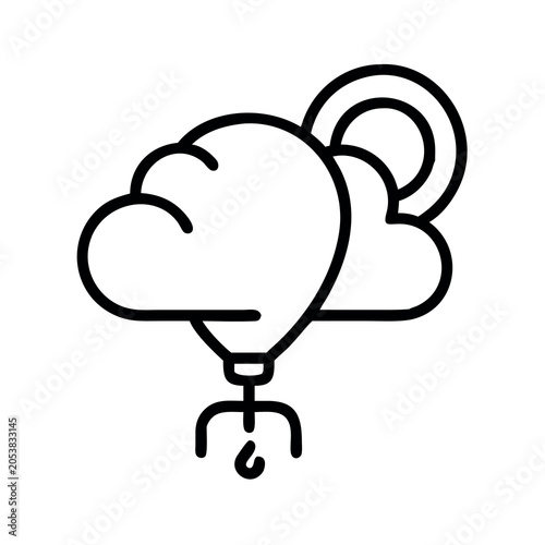 Weather Balloon Floating Above Clouds with Sun Icon