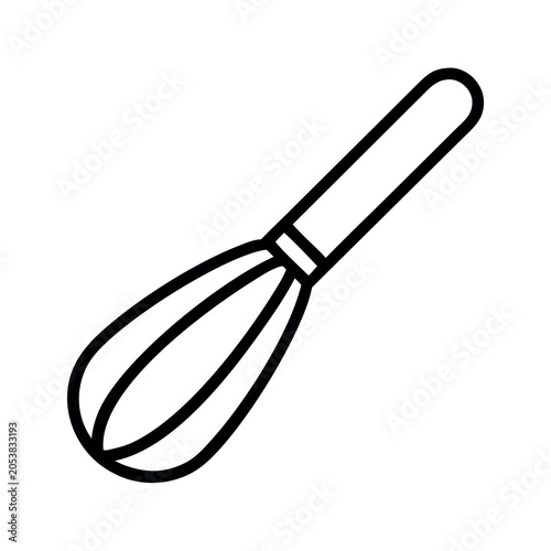 Simple Line Drawing of a Kitchen Whisk on a White Background
