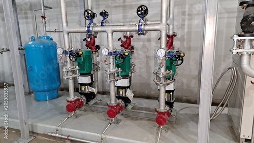 Billede på lærred industrial booster pump system and pressure tank installed in a mechanical equip