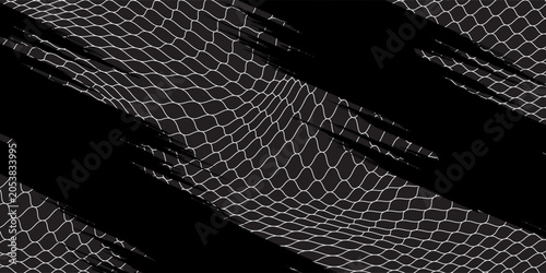 White soccer goal net pattern background on black backdrop
