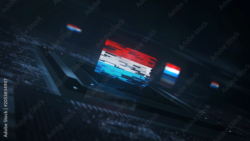 Fototapeta premium Luxemburg digital technology flag on computer CPU