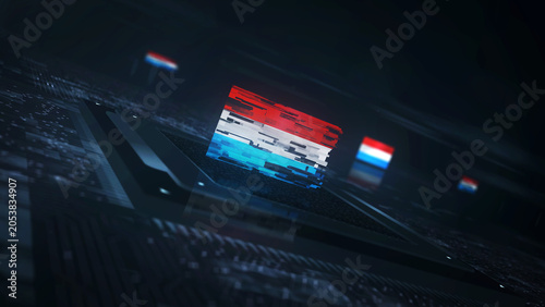 Bild auf Leinwand Luxemburg digital technology flag on computer CPU