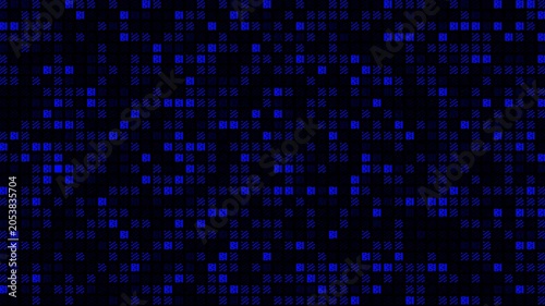Abstract Blue Digital Pixel Grid Background, Geometric Data Pattern, Futuristic Tech Texture, Computer Code Visualization. Ideal for modern digital art projects requiring a sleek, professional.
