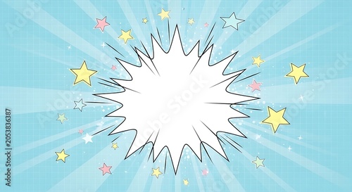 Explosive comic book speech bubble with starburst background