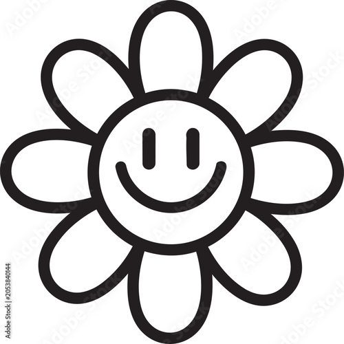 Smiley sunflower illustration with happy face Vector