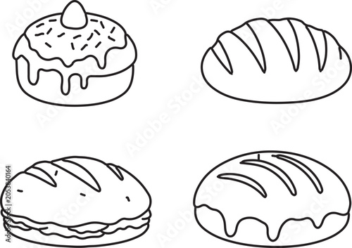 Four different types of doughnuts illustration Vector