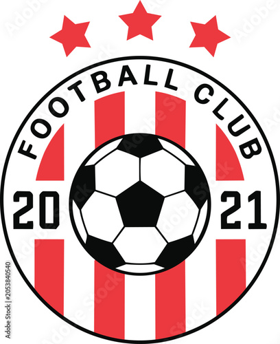 Football club anniversary logo with soccer ball Vector