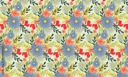 seamless pattern with colorful flowers