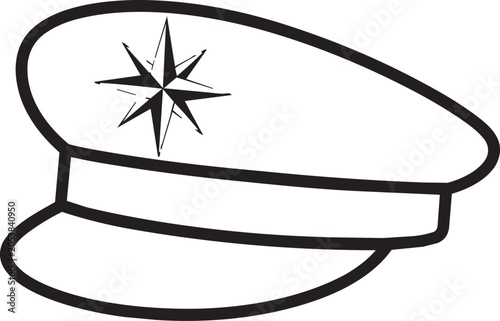 Simple police cap with compass icon Vector