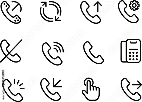Obraz na plátne Phone function icons set, call management mute incoming outgoing settings notifi