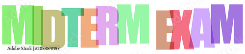 Foto Multicolored midterm exam text in bold 3D letters