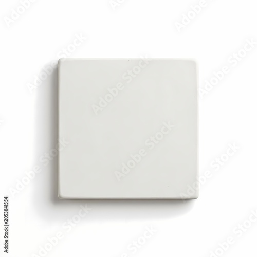 Minimalist Blank Square White Tile Mockup with Shadow on White Background