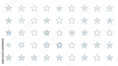 Set of various hand drawn star shapes and doodle icon elements for creative design projects