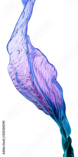 3D abstract blue ribbon with translucent textured surface on transparent background, flowing organic wave render