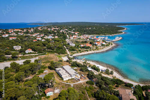 Canvastavla Aerial drone panorama of the western part of Silba Island, Croatia, surrounded by the crystal-clear Adriatic Sea
