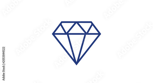 Cuadro en lienzo Abstract Blue Diamond Icon on White Background, Gemstone Symbol, Minimalist Luxu