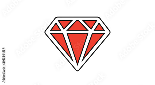 Tableau sur toile Red Diamond Icon on White Background - Symbol of Luxury, Value, and Rarity