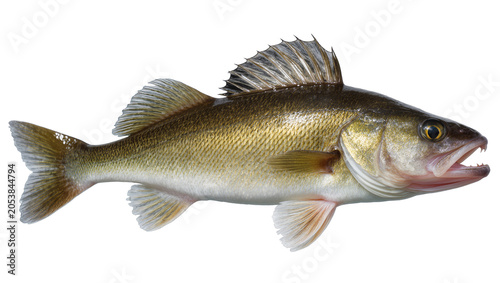 Fotografija Walleye fish with sharp teeth and golden scales