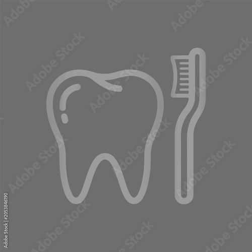 Grainy background Toothbrush and Tooth Icon on Gray Background vector