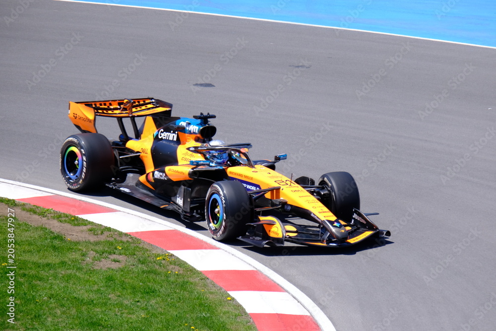 Obraz premium 22 May 2026, Montreal, Canada: McLaren Formula 1 car driven during Grand Prix practice session. g.