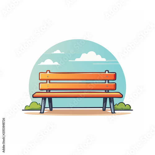Orange Park Bench Illustration