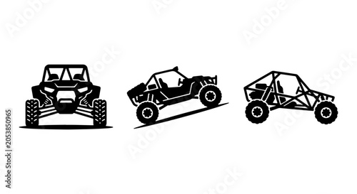 Bild auf Leinwand Off-road Buggy Icons, Side-by-Side UTV Vector Graphics, Dune Buggy Silhouette Se