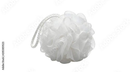 White loofah sponge, bath puff, shower sponge, hygiene product