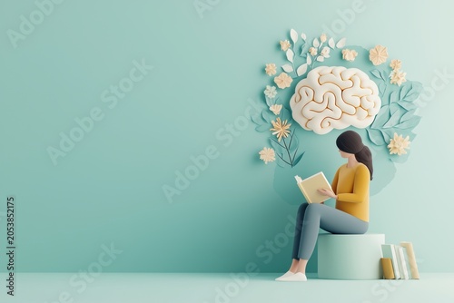 Reflecting mindfully in a cozy reading nook enhancing cognitive health and neuroplasticity through literature