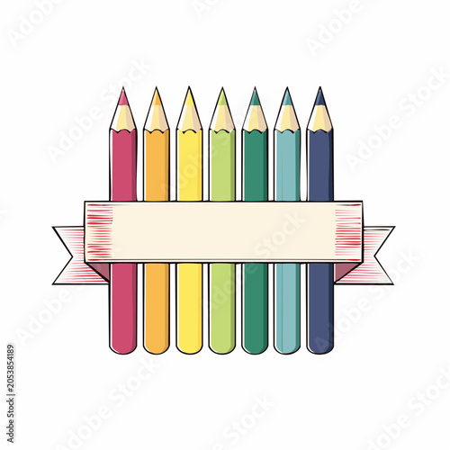 Colorful Pencils and Ribbon Banner