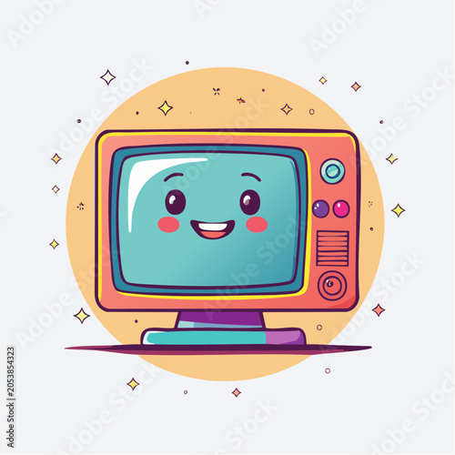 Cute Kawaii Retro Television Character