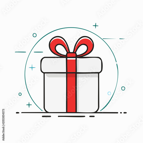 Gift Box with Red Ribbon and Bow