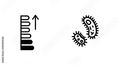 Disease severity scale and viral infection minimal level medical infographic icons with severity infection bacteria pathogen clinical progression biological research microscope