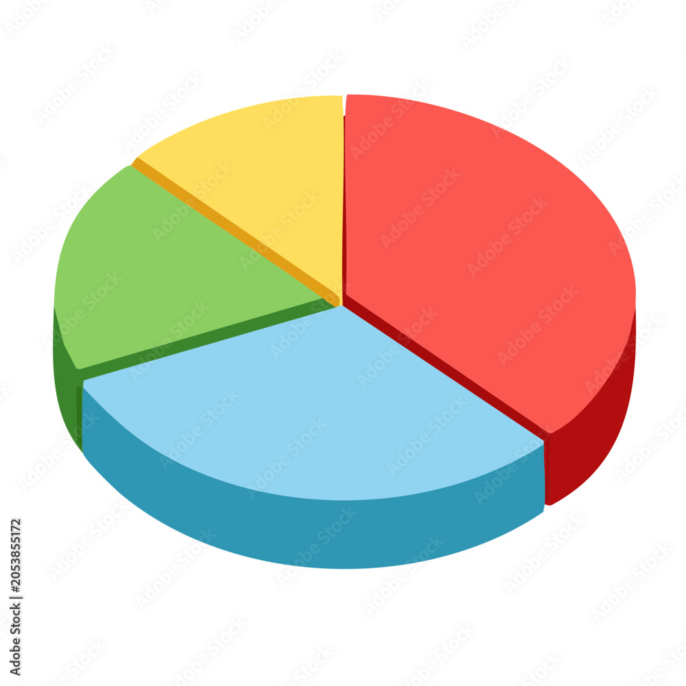 Fototapeta premium Isometric pie chart with four segments