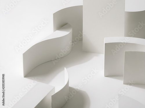 White 3D abstract shapes